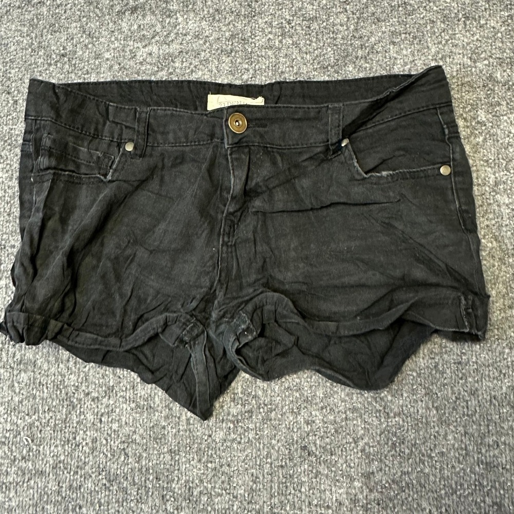 2.1 Denim Shorts Womens Size 30 Black Cuffed Casual Mid Rise Mini Jean Shorts